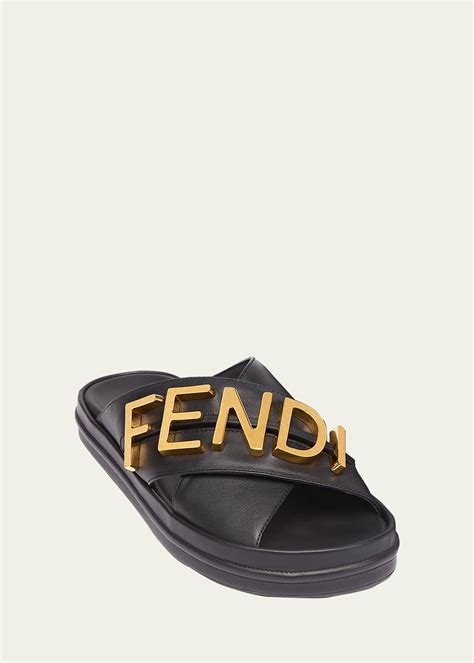 fendi logo sandals styling|Fendi logo slip on sandals.